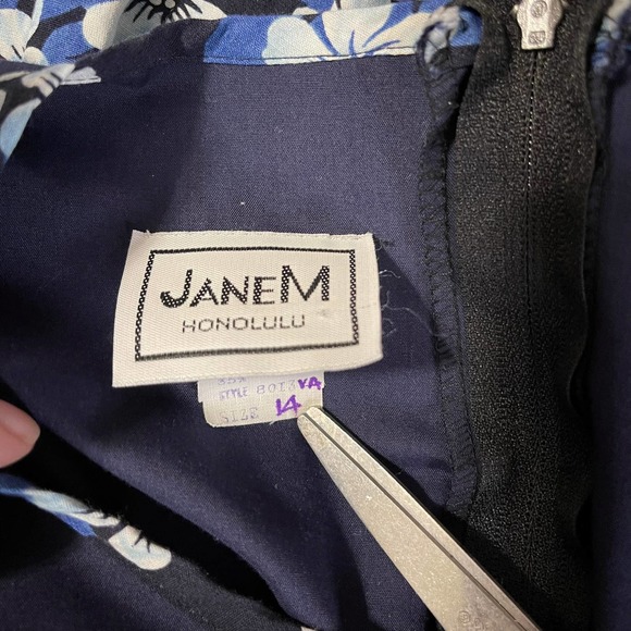 Jane M Honolulu Vintage Ruffle Collar Shift Dress Tropical Prairie Sun Size 14 - Picture 14 of 16